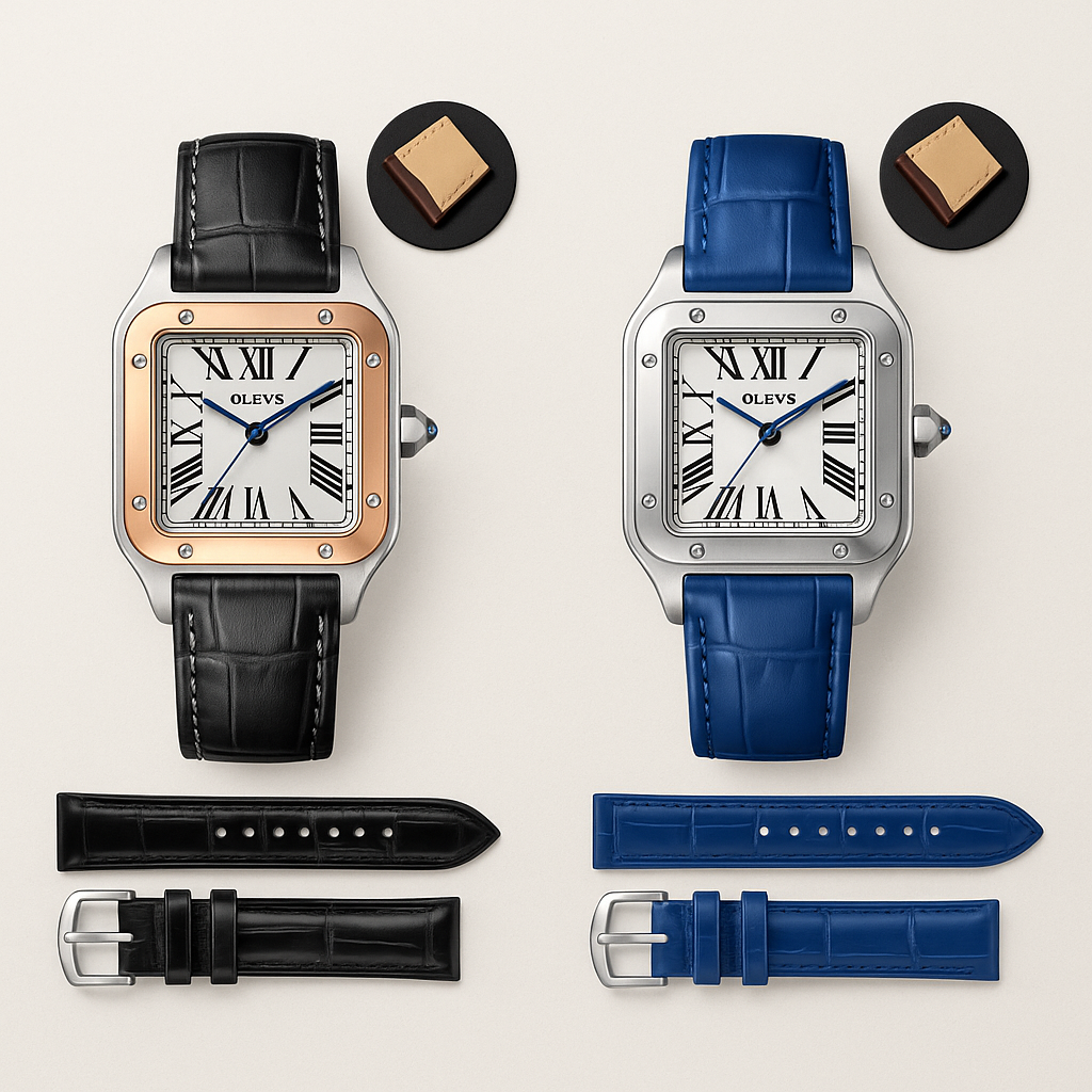 Watch OLEVS Product Black Leather Line